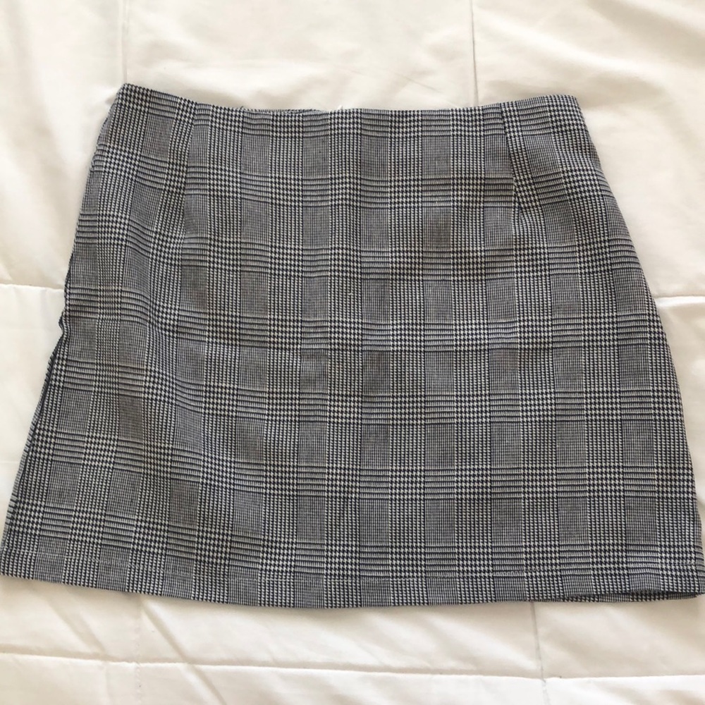 grey plaid mini skirt